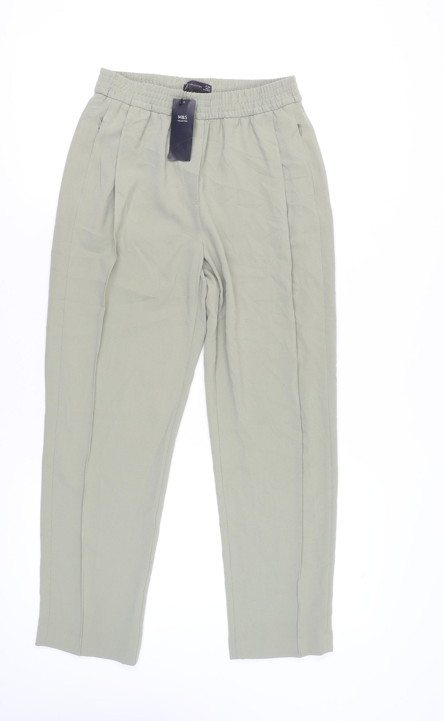 Marks and Spencer Women Green Size 8 Straight Leg Trousers
