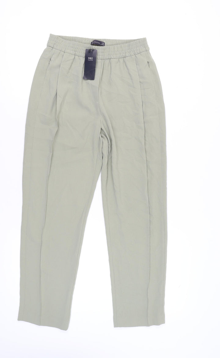 Marks and Spencer Women Green Size 8 Straight Leg Trousers