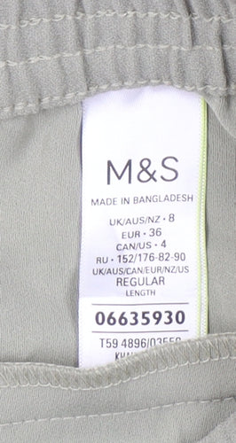 Marks and Spencer Women Green Size 8 Straight Leg Trousers