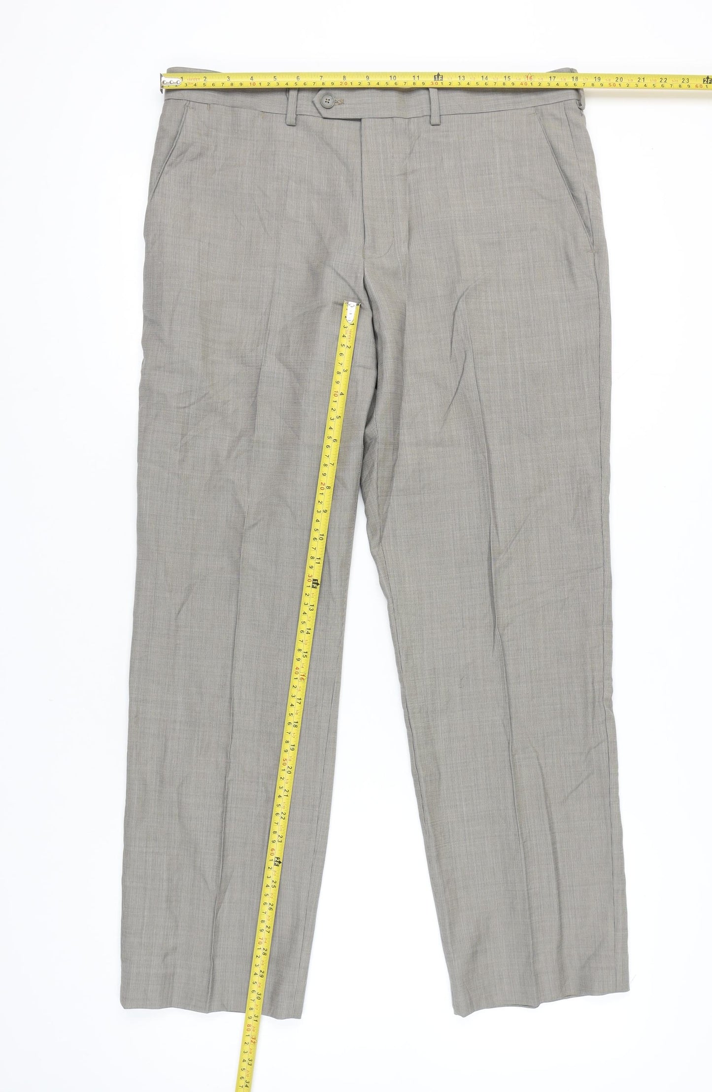 Marks and Spencer Men’s Grey Wool Dress Pants 36W 31L Straight Leg