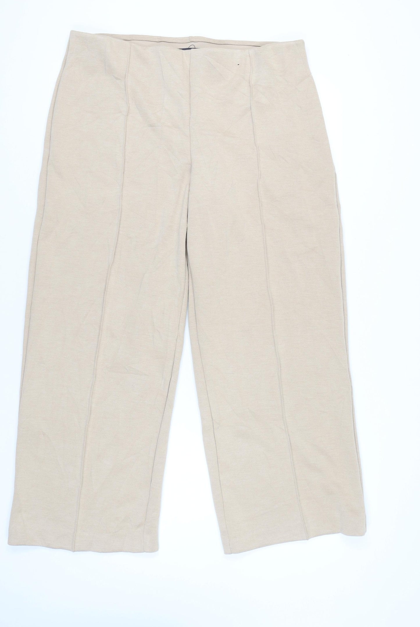 Marks and Spencer Women Beige Size 14 Straight Leg Trousers
