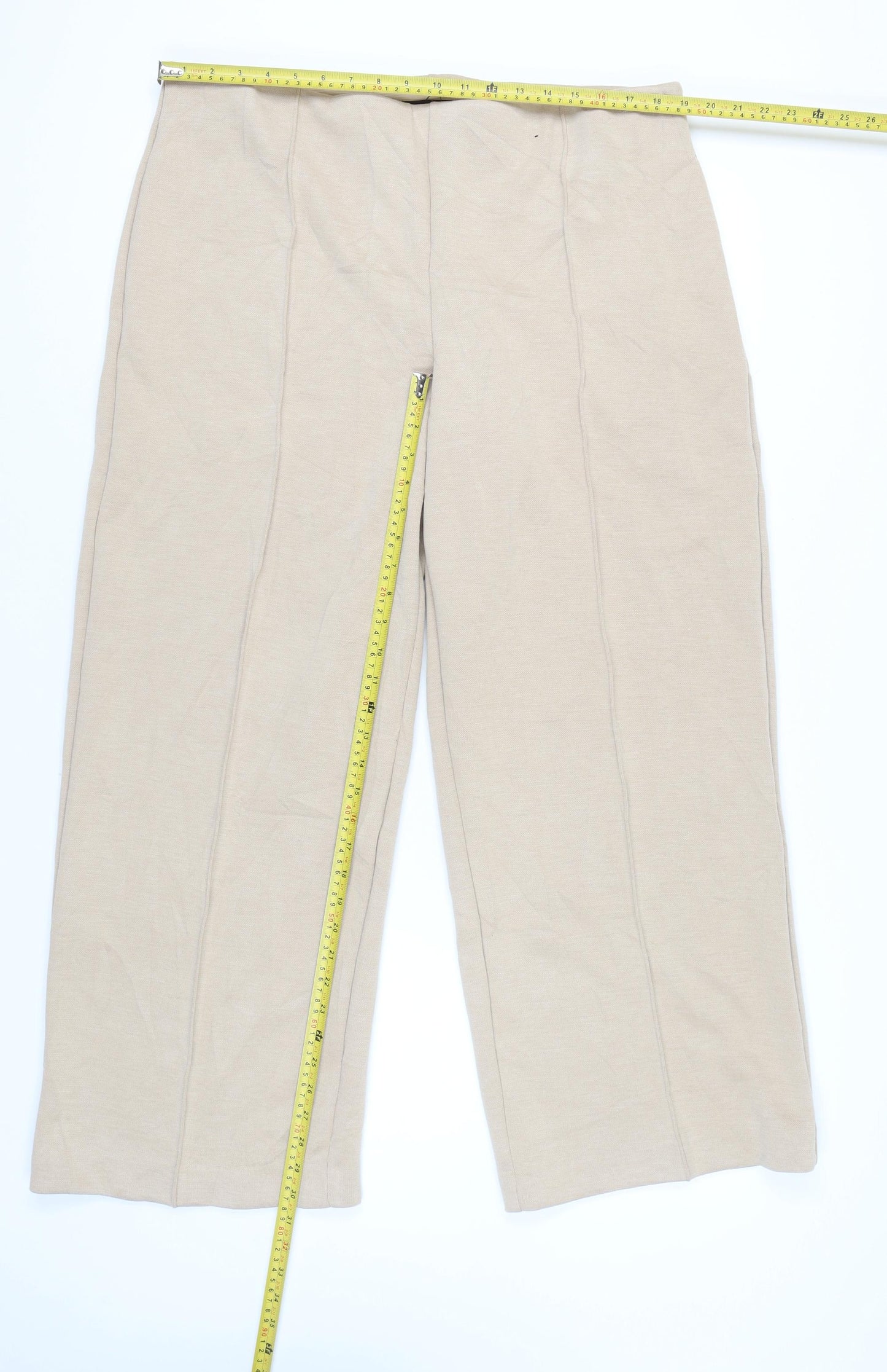 Marks and Spencer Women Beige Size 14 Straight Leg Trousers