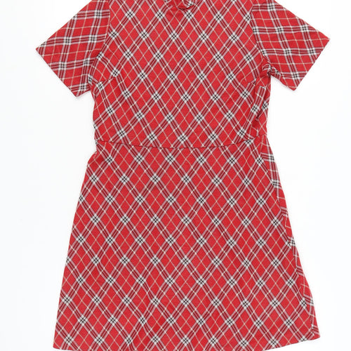 Next Women’s Red Check Petite A-Line Short Dress UK 10