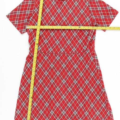 Next Women’s Red Check Petite A-Line Short Dress UK 10