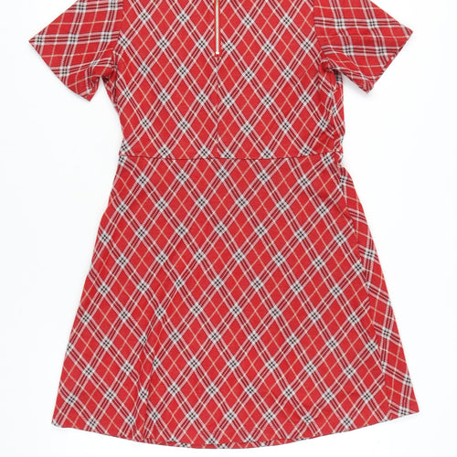 Next Women’s Red Check Petite A-Line Short Dress UK 10
