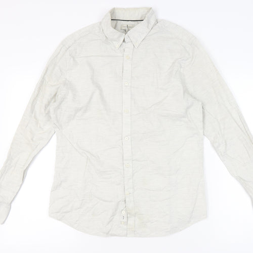 Jasper Conran Men’s Ivory Long Sleeve Button-Up Shirt L Regular