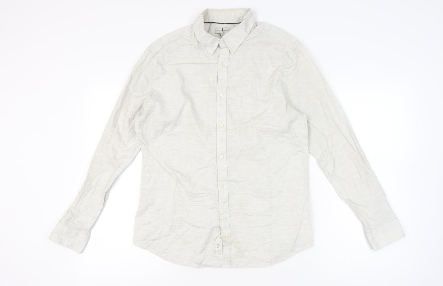 Jasper Conran Men’s Ivory Long Sleeve Button-Up Shirt L Regular