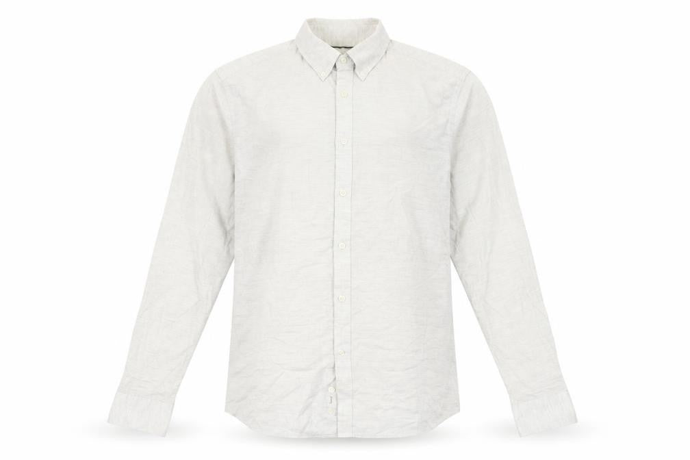 Front view of Jasper Conran Men’s Ivory Long Sleeve Button-Up Shirt L Regular