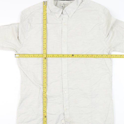 Jasper Conran Men’s Ivory Long Sleeve Button-Up Shirt L Regular