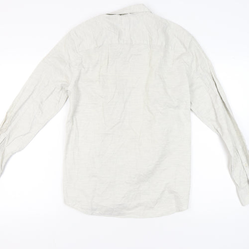 Jasper Conran Men’s Ivory Long Sleeve Button-Up Shirt L Regular
