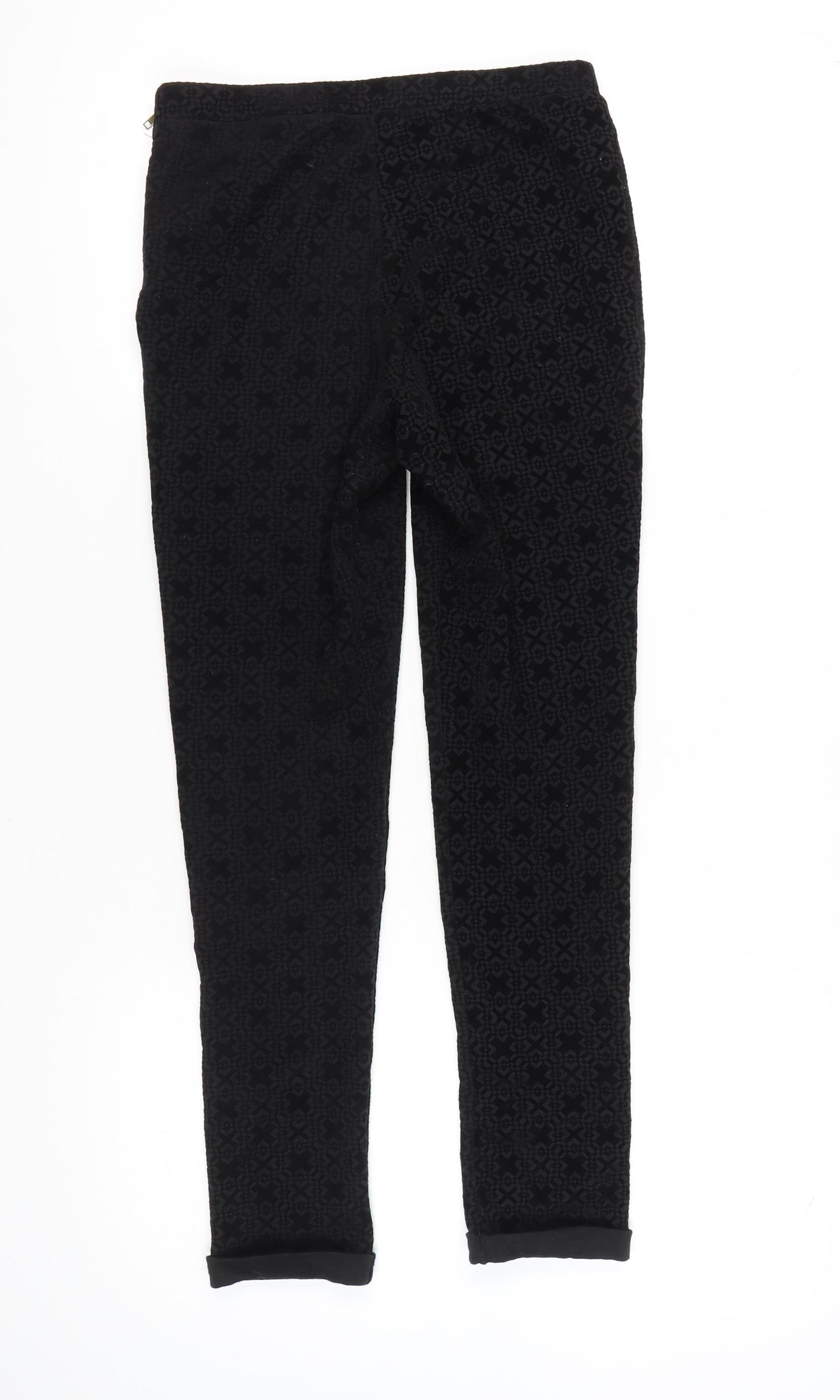 Barkins Women’s Black Geometric Slim Trousers Size M Autumn Winter