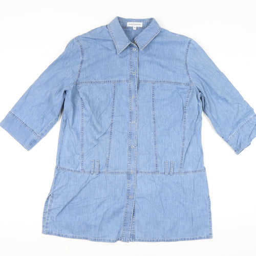 Gray & Osbourn Women's Blue Denim Tunic Shirt Size 14 3/4 Sleeve