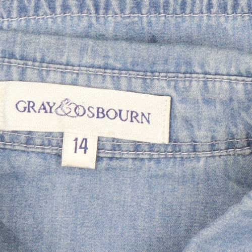 Gray & Osbourn Women's Blue Denim Tunic Shirt Size 14 3/4 Sleeve