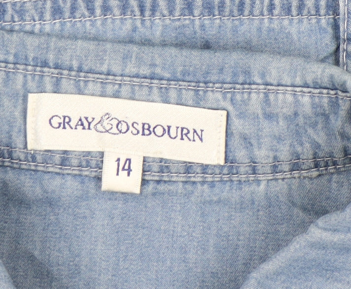 Gray & Osbourn Women's Blue Denim Tunic Shirt Size 14 3/4 Sleeve