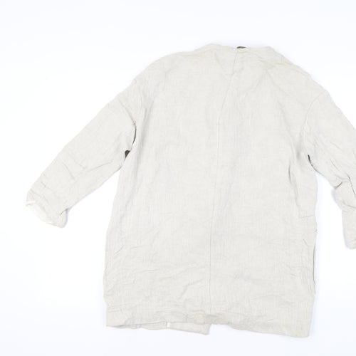 Zara Basic Women's Beige Linen Mid-Length Overcoat Size 8