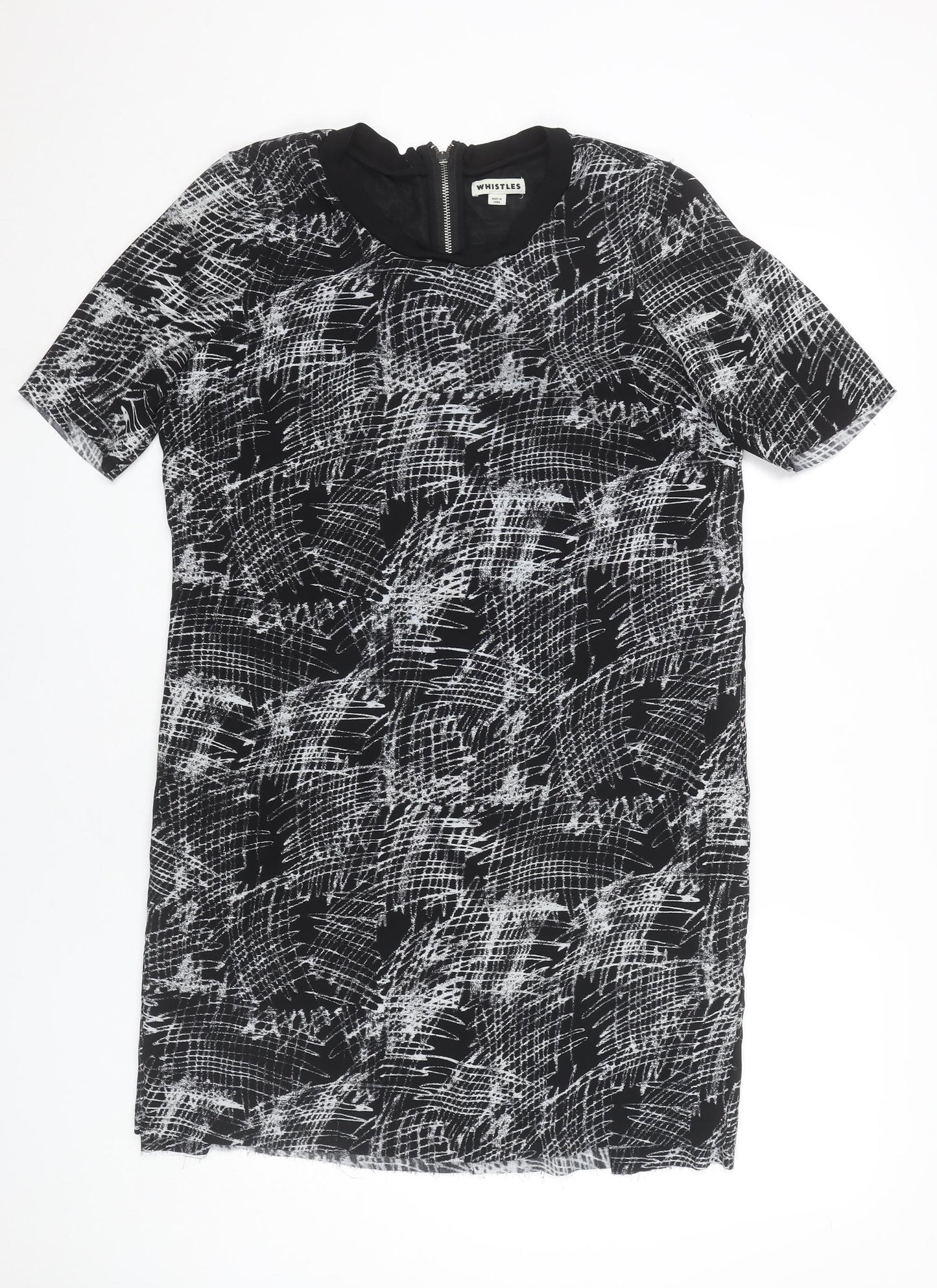 Whistles Women’s Black Geometric Shift Dress Size 12 Knee Length
