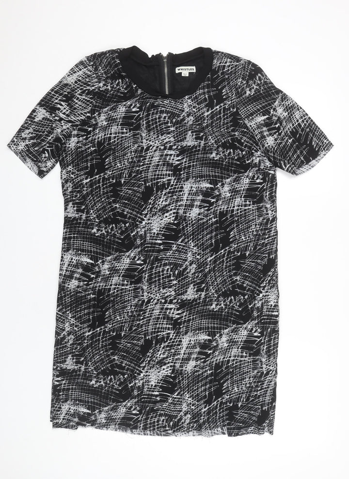 Whistles Women’s Black Geometric Shift Dress Size 12 Knee Length