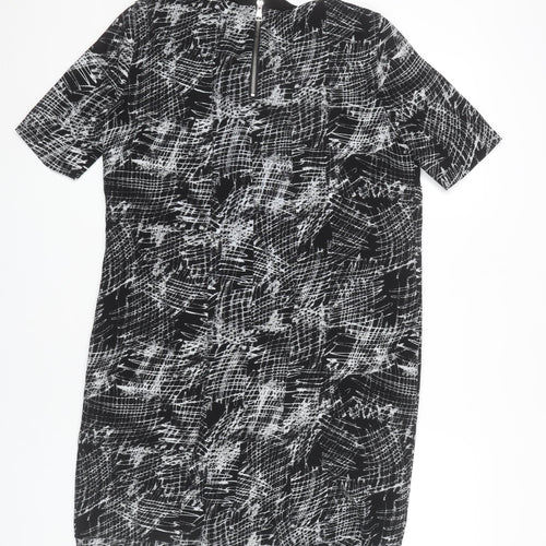 Whistles Women’s Black Geometric Shift Dress Size 12 Knee Length