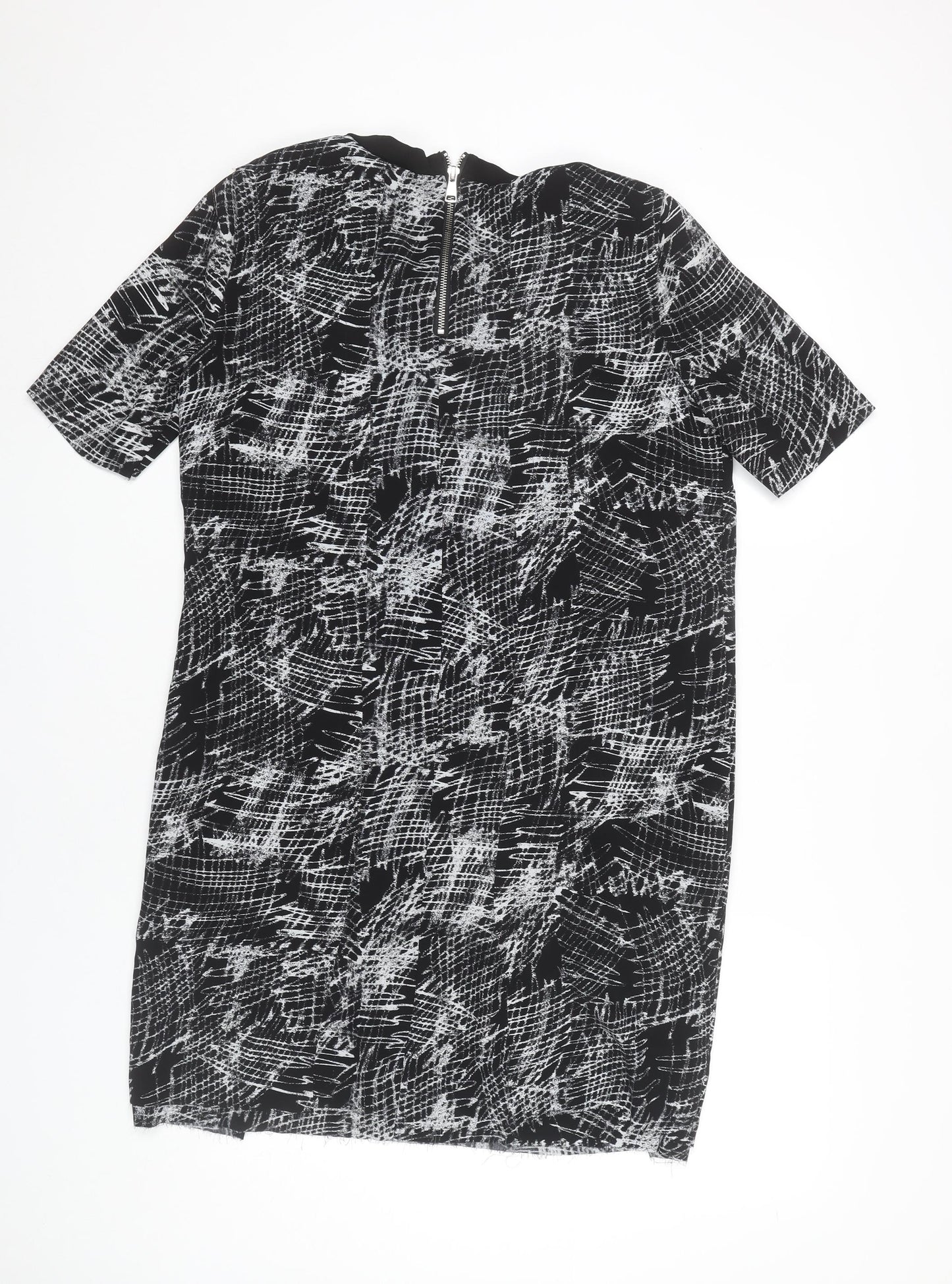 Whistles Women’s Black Geometric Shift Dress Size 12 Knee Length