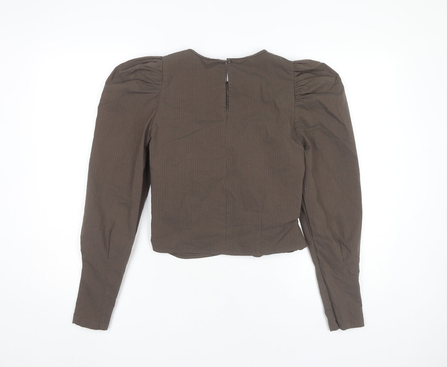 Pieces Women’s Brown Puff Sleeve Ruched Blouse XS
