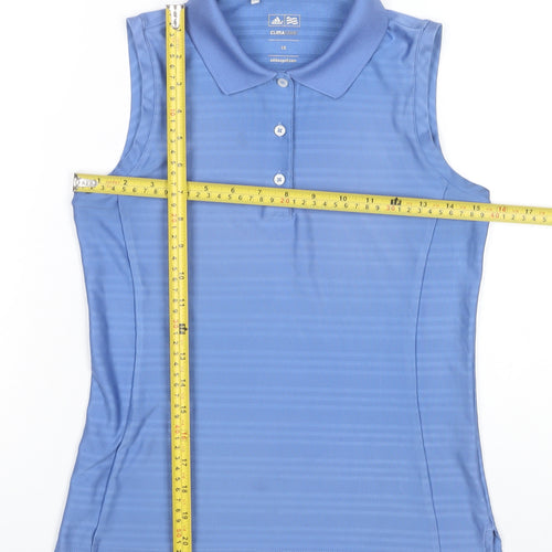 Adidas Womens Blue Golf Polo Top Size 10 Sleeveless ClimaCool