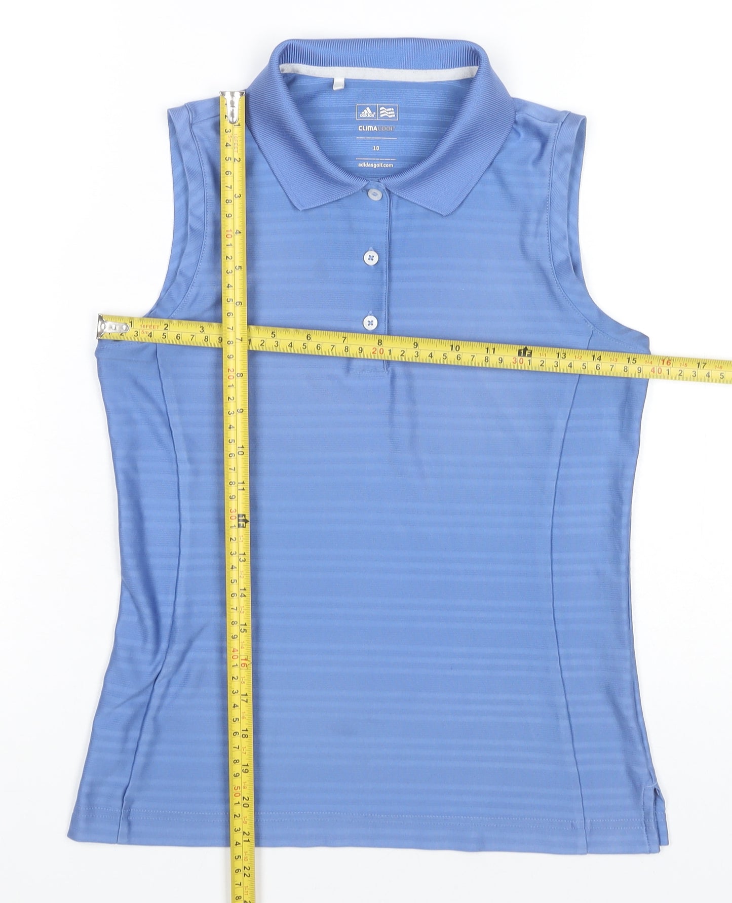 Adidas Womens Blue Golf Polo Top Size 10 Sleeveless ClimaCool