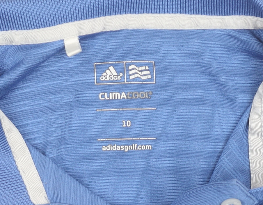 Adidas Womens Blue Golf Polo Top Size 10 Sleeveless ClimaCool