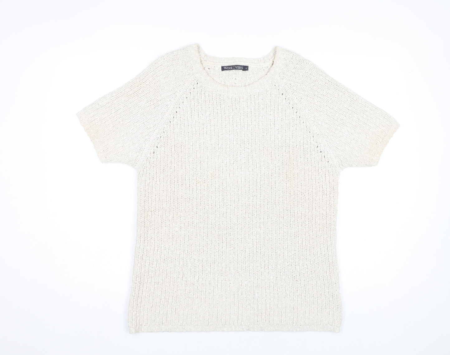 WoolOvers Women's Beige Short Sleeve Cotton Linen Pullover Jumper S