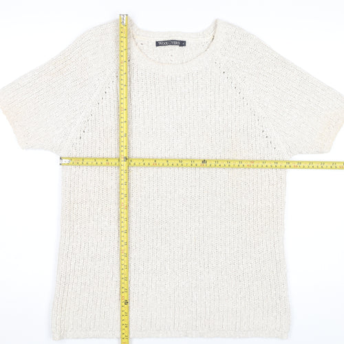 WoolOvers Women's Beige Short Sleeve Cotton Linen Pullover Jumper S