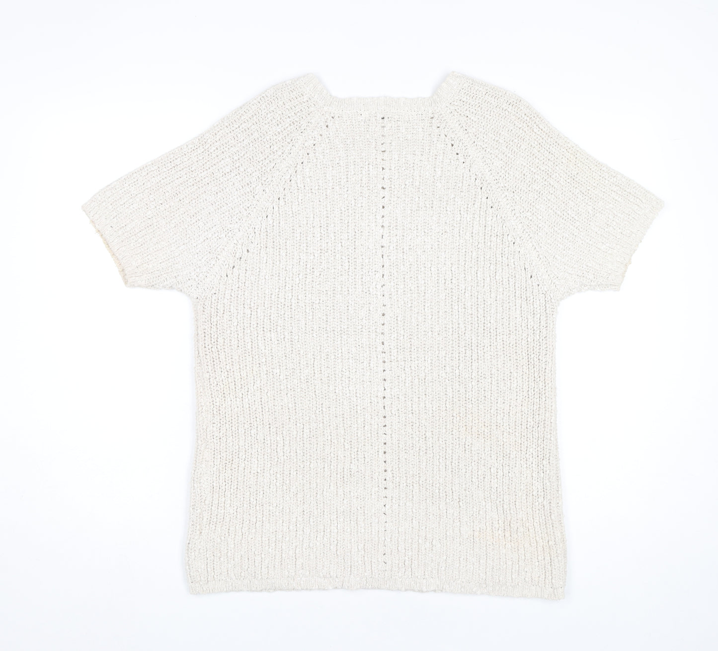 WoolOvers Women's Beige Short Sleeve Cotton Linen Pullover Jumper S