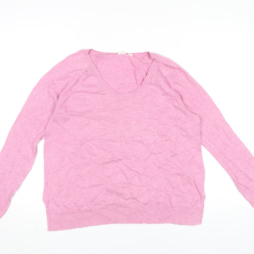 GAP Women's Pink Cotton Scoop Neck Long Sleeve Pullover Jumper Size S