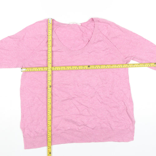 GAP Women's Pink Cotton Scoop Neck Long Sleeve Pullover Jumper Size S