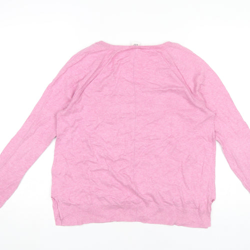 GAP Women's Pink Cotton Scoop Neck Long Sleeve Pullover Jumper Size S