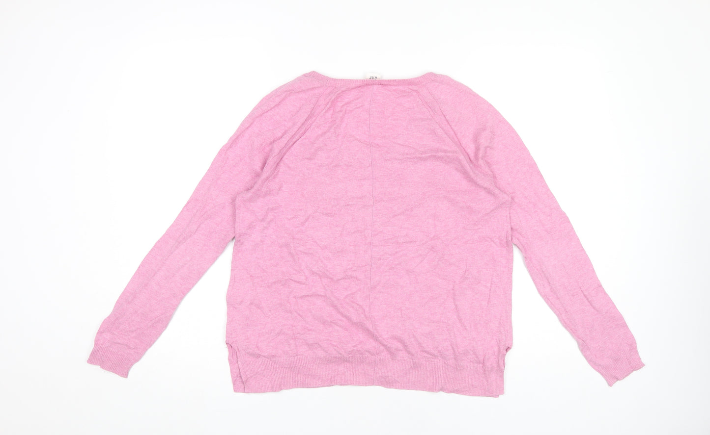 GAP Women's Pink Cotton Scoop Neck Long Sleeve Pullover Jumper Size S