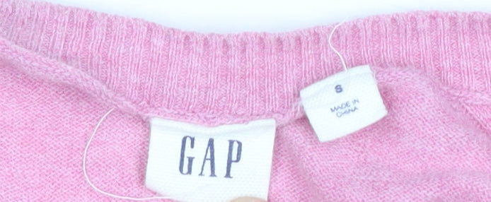 GAP Women's Pink Cotton Scoop Neck Long Sleeve Pullover Jumper Size S