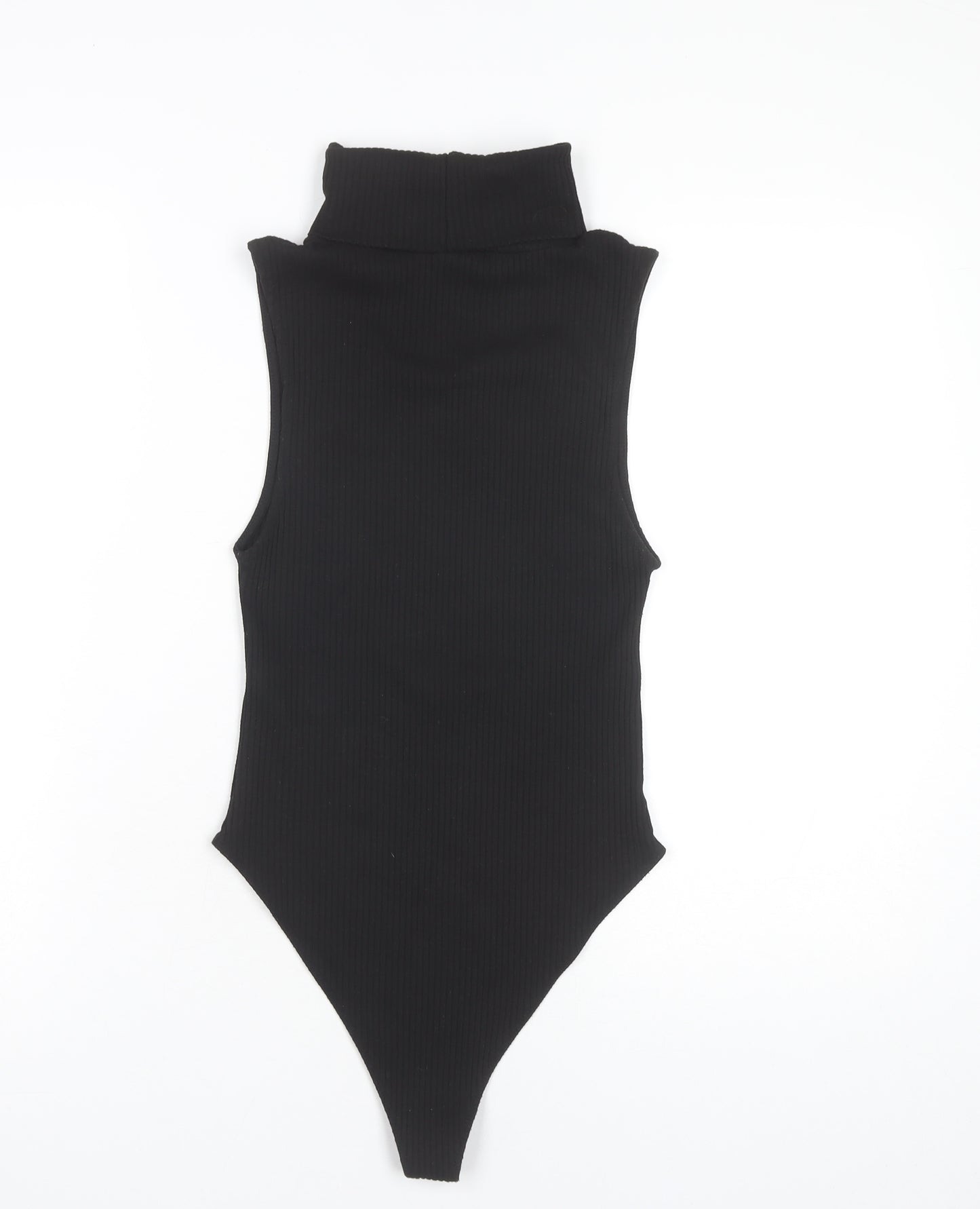 Zara Women Black Ribbed Roll Neck Sleeveless Bodysuit UK 8 Slim Fit Autumn/Winter