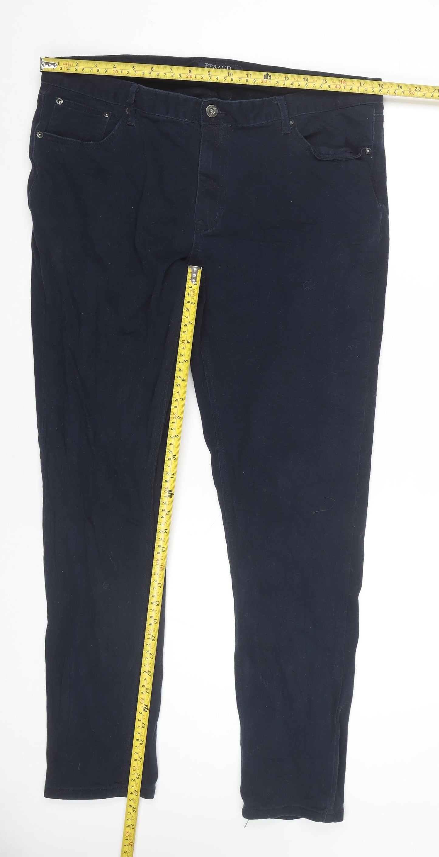 Feraud Men’s Blue Slim Fit Trousers W38 L32 Straight Leg Casual