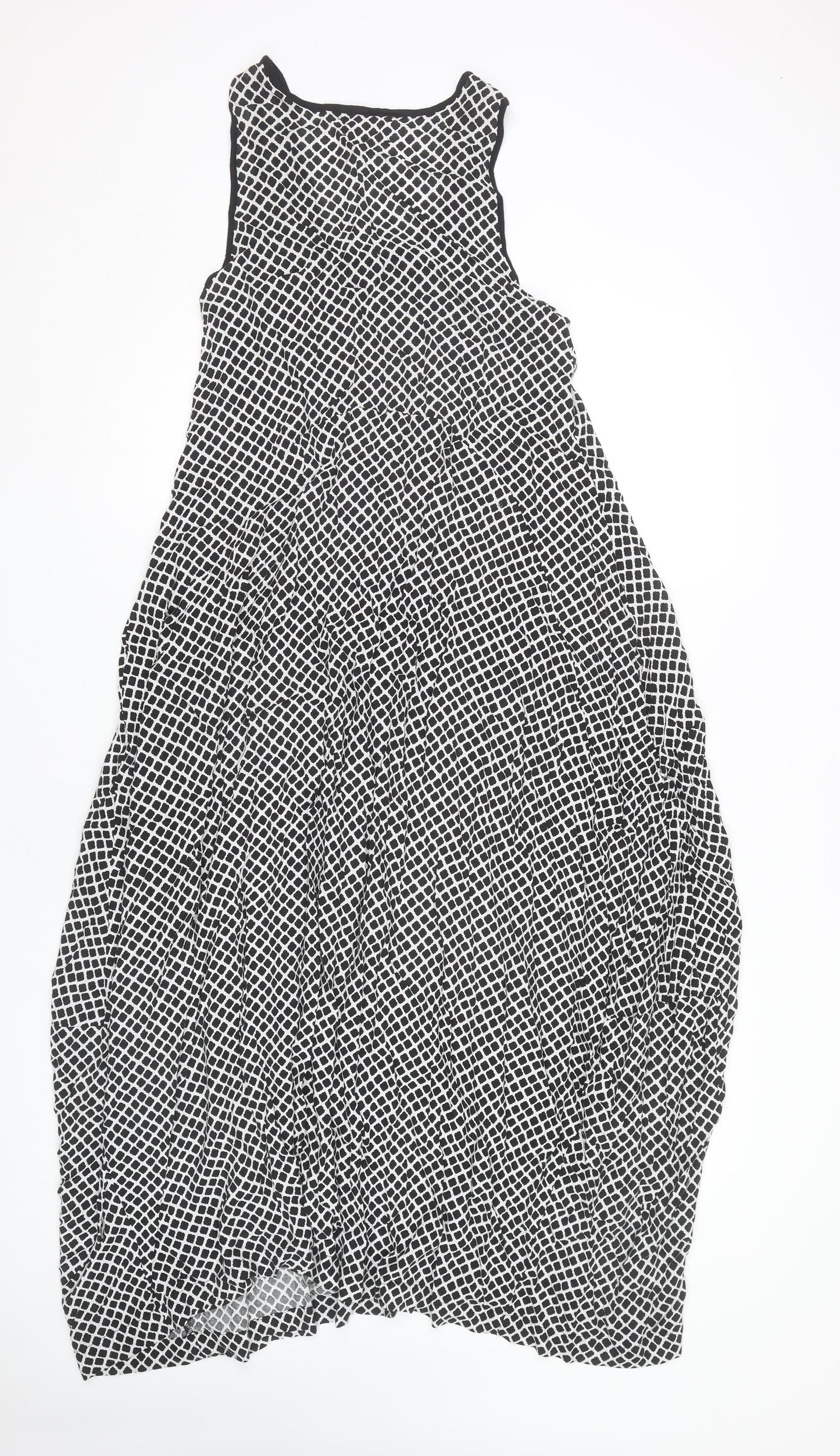 Hush Women’s Black Geometric Long Tank Dress Size S Sleeveless Summer