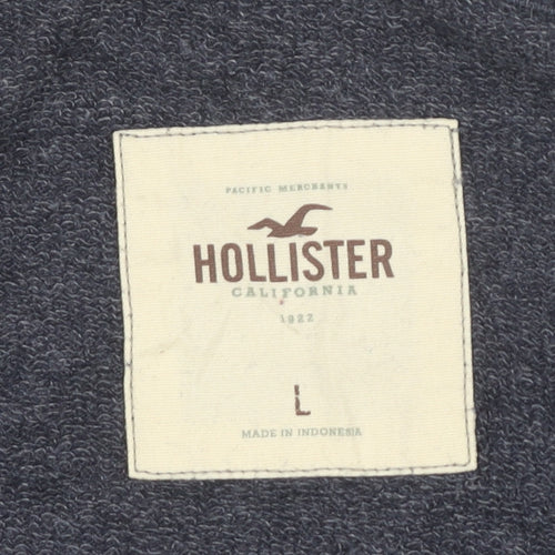 Hollister Women Blue L Pullover Sweatshirt Beaded Crew Neck Long Sleeve