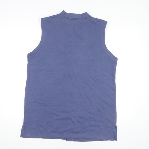 PARA Women's Blue Floral Embroidered Vest M Sleeveless V-Neck