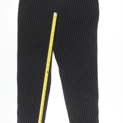 PrettyLittleThing Women's Black Pinstripe Slim Fit Trousers Size 8