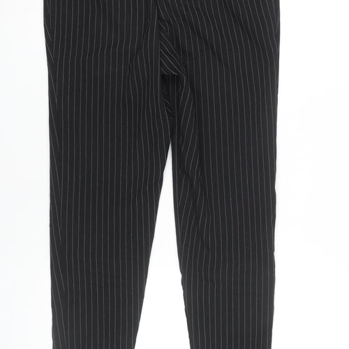 PrettyLittleThing Women's Black Pinstripe Slim Fit Trousers Size 8