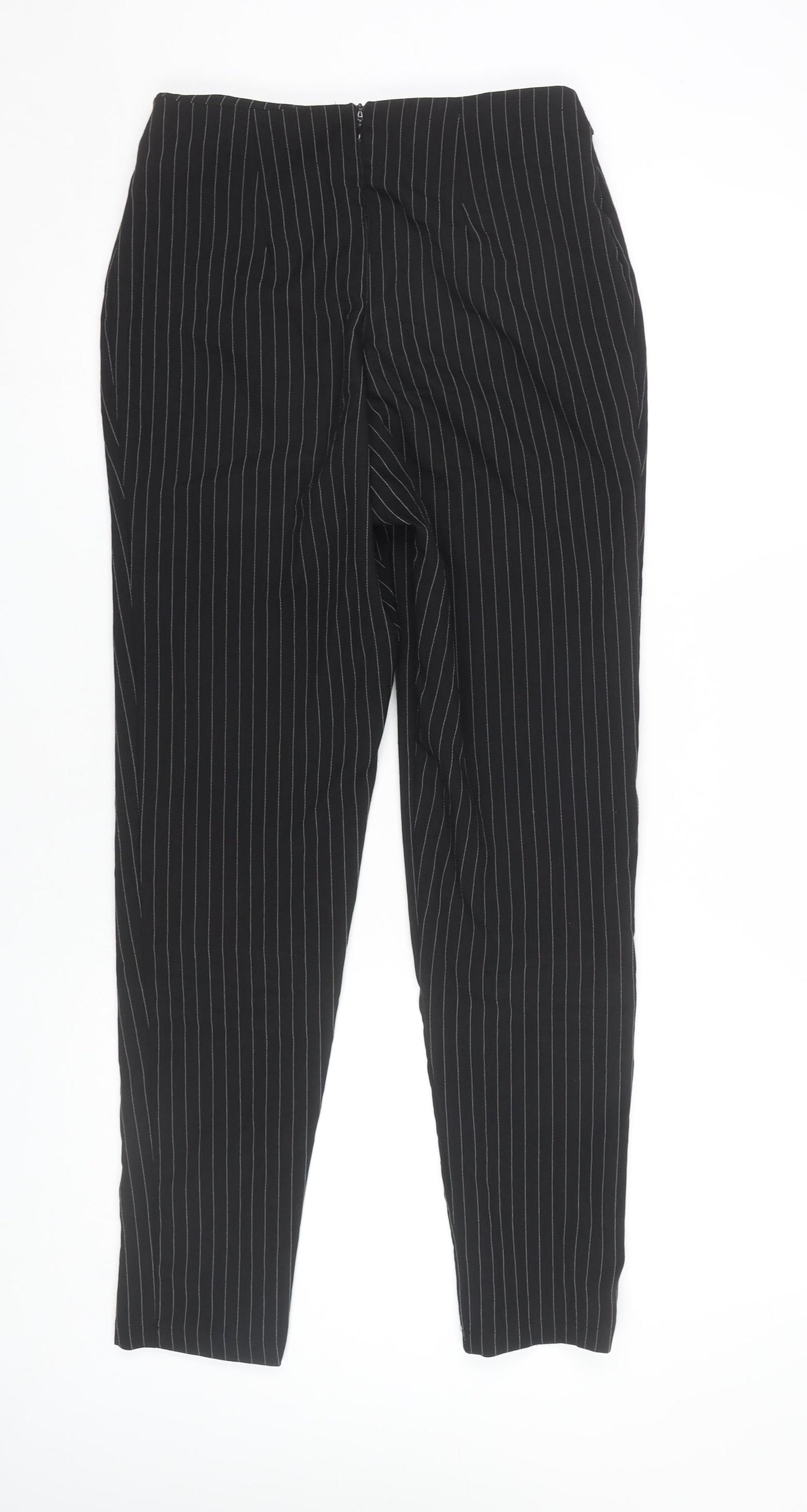 PrettyLittleThing Women's Black Pinstripe Slim Fit Trousers Size 8