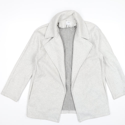 Zara Women Grey Mid-Length Polyester Overcoat Size 8 Collared