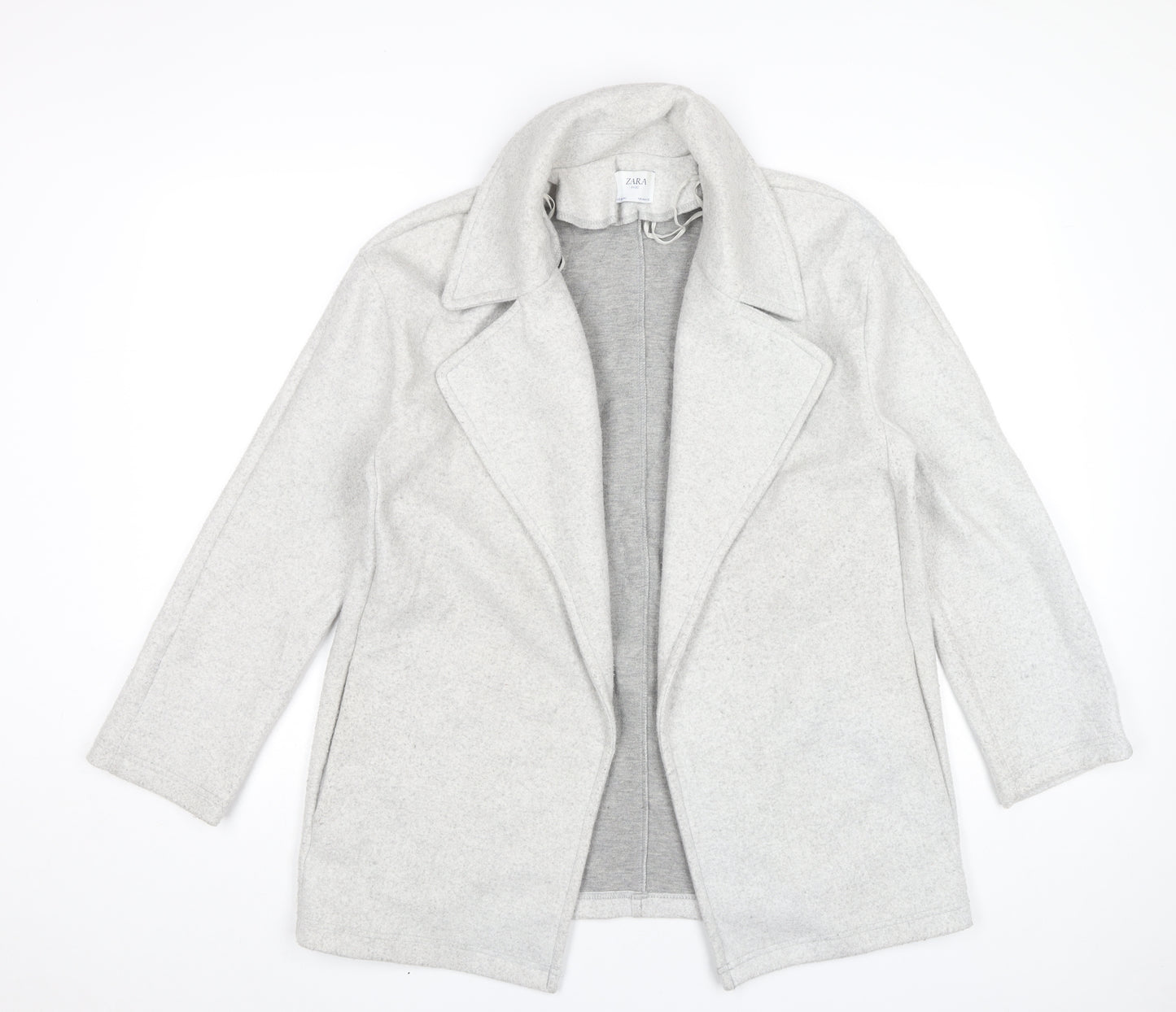 Zara Women Grey Mid-Length Polyester Overcoat Size 8 Collared