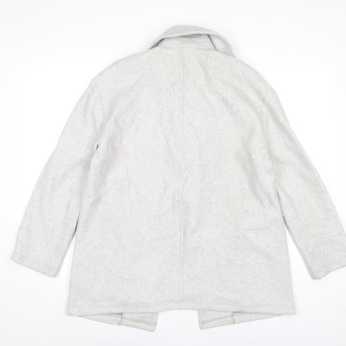 Zara Women Grey Mid-Length Polyester Overcoat Size 8 Collared