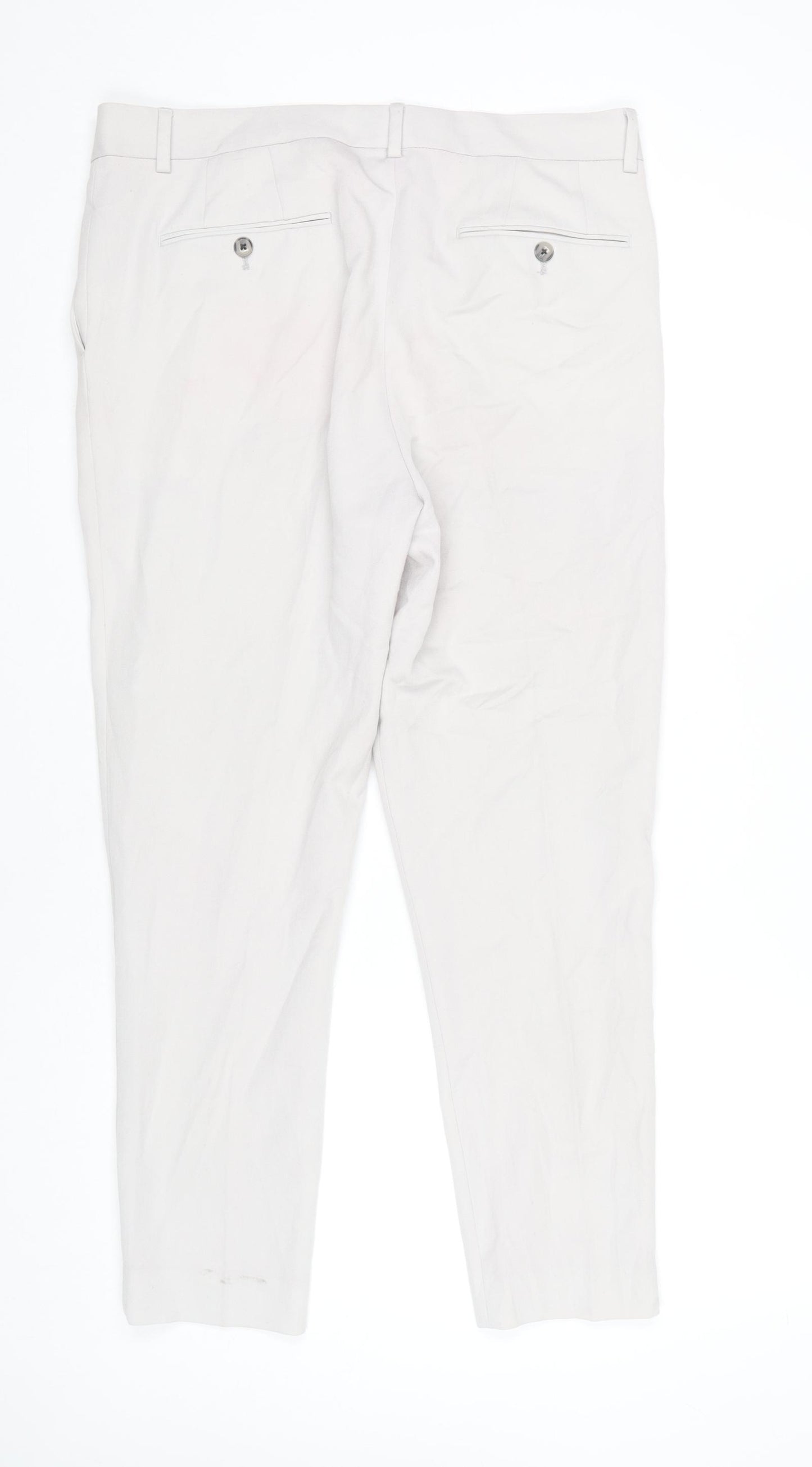 ASOS DESIGN Men's Beige Slim Tapered Pleated Trousers 34W 32L