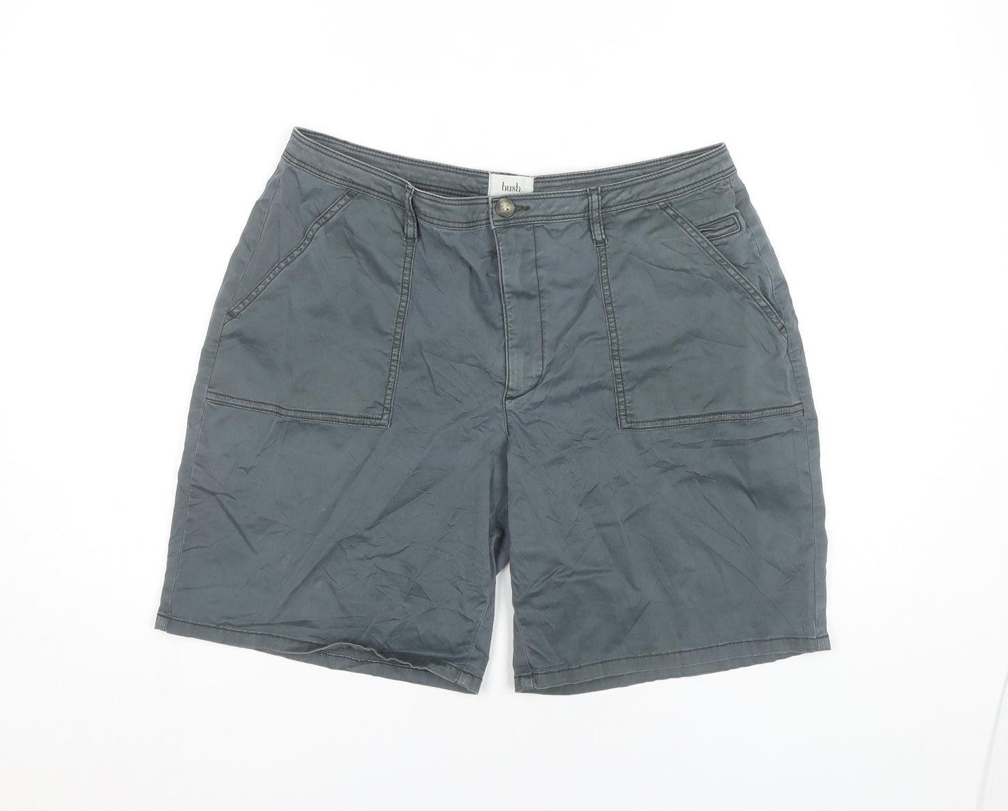 Hush Women’s Grey Cargo Shorts Size 16 Mid Rise Cotton Stretch