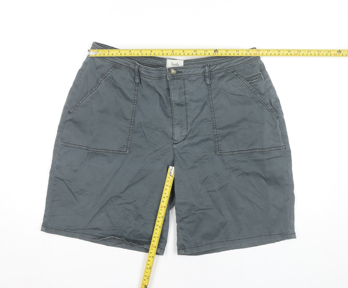 Hush Women’s Grey Cargo Shorts Size 16 Mid Rise Cotton Stretch