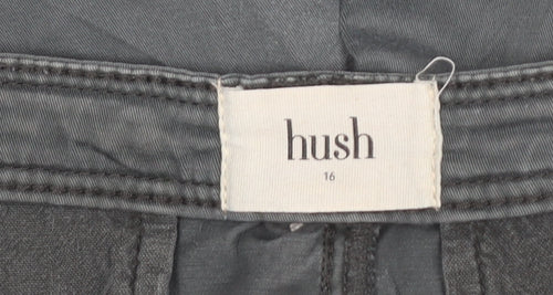 Hush Women’s Grey Cargo Shorts Size 16 Mid Rise Cotton Stretch
